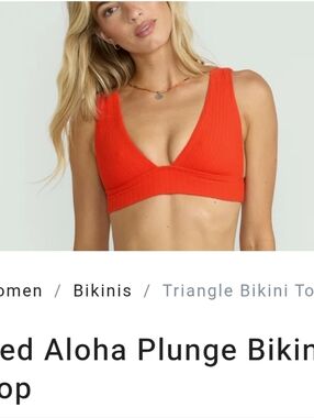 Billabong Red Aloha Bikini Top Size XL  New